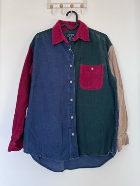 Vintage Men's Multi-Color Corduroy Button-Up Shirt